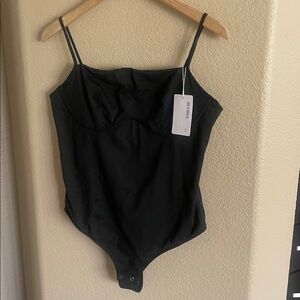 REORIA Women Sexy Cami Square Neck Spaghetti StrapThong Bodysuit Tank Top